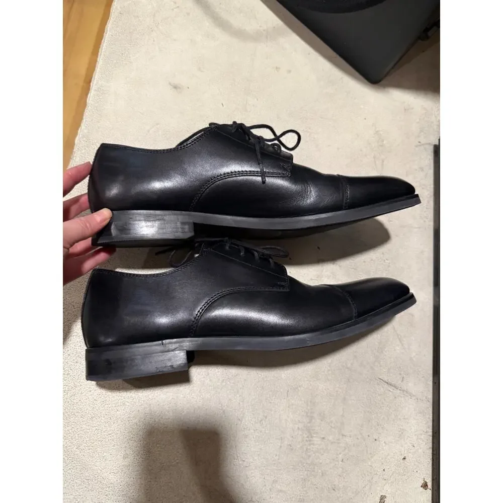 Nordstrom Ortholite Men's 10M Comfort Foam Black Leather Cap-Toe Oxford Shoes